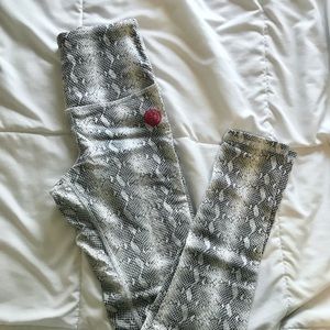 White Snakeskin Pure Barre Leggings by Pheel